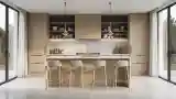 Minimalist Kitchen with Warm Wood