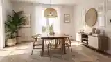 Scandinavian Dining Room with Wood and Rattan