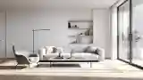 Minimalistny Pokój Życia z Drewnem i Betonem