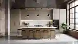 Loft Kitchen with Marble Countertops