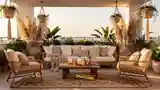 Bohemian Terrace of Rattan and Pampas