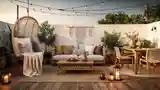 Boho Taras z Drewna i Rattanu