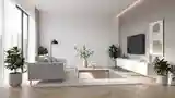 Scandinavian Living Room with Wood and Concrete