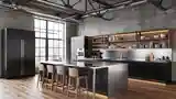 Industrialna Kuchnia z Ciemnymi Tonami
