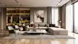 Luxurious Lounge with Wood and Marble