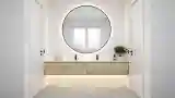 Minimalist Bathroom with Wood Accents