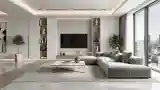 Luxury Living Room with Marble and Wood