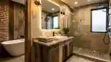 Luxury Shower with Wood and Stone
