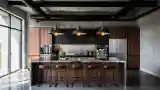 Industrial Kitchen with Concrete and Wood