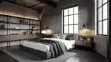 Industrial Bedroom with Wood Accents