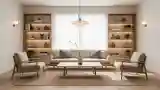 Japanese-Inspired Lounge with Wood and Beige