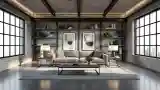 Industrial Living Room with Concrete and Wood