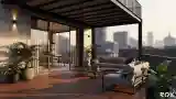 High Loft Terrace with Wood and Concrete