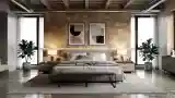Industrial Bedroom with Luxe Textures