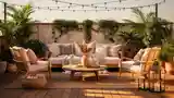 Boho Taras z Drewna i Włosami