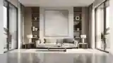Living Room with Wood and Concrete