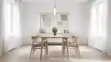 Elegant Dining Room with Natural Wood and Soft Textures