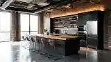 Industrial Kitchen with Brick and Wood