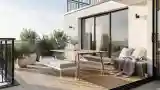 Terrasa Skandynawska z Drewnem i Tkaniną