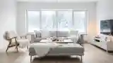 Scandinavian Living Room with Wood and Wool