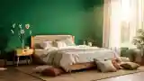 Śliczny pokój boho z drewnem i zielenią