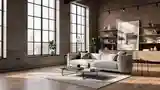 Concrete and Brick Loft Living Room