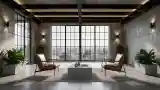 Industrial Lounge with Concrete and Leather