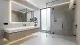Minimalist Bathroom with Concrete and Wood