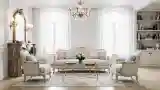 French Style Dining Room with Marble and Crystal