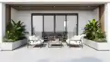 Luxurious Outdoor Lounge with Natural Materials