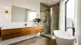 Lakoniczna łazienka w stylu Mid Century