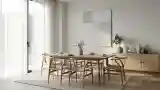 Elegancka sala stołówka z drewnem