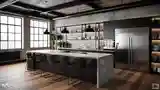 Industriальная Kuchnia z Betonem i Stalą