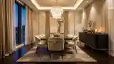 Glamorous Dining Room with Marble Walls