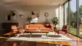 Orange Scandinavian Living Room