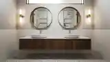Minimalist Bathroom with Wood and Marble