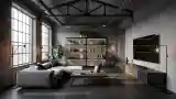 Przestronna sala w stylu industrialnym