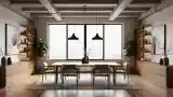 Modern Office with Wood and Concrete