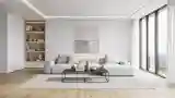 Minimalist Living Room with Wood and White