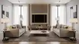 Minimalist Living Room with Warm Lighting