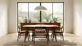 Dining Room z Drewna i Naturalnym Oświetleniem