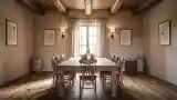 Dining Room with Wooden Beams
