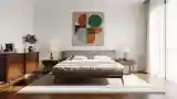 Słoneczna sypialnia w stylu mid-century