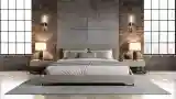 Sypialnia z betonem i cegłą