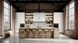Industrial Kitchen with Brick and Wood