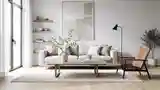 Skandynawski Salon z Drewnem i Skórą