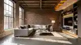 Łazienka Loft z cegłą i drewnem