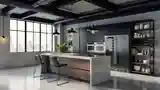 Industrial Kitchen with Concrete and Wood