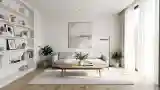 Scandinavian Living Room with Wood and White