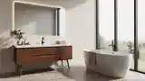 Lakoniczna łazienka w stylu Mid Century